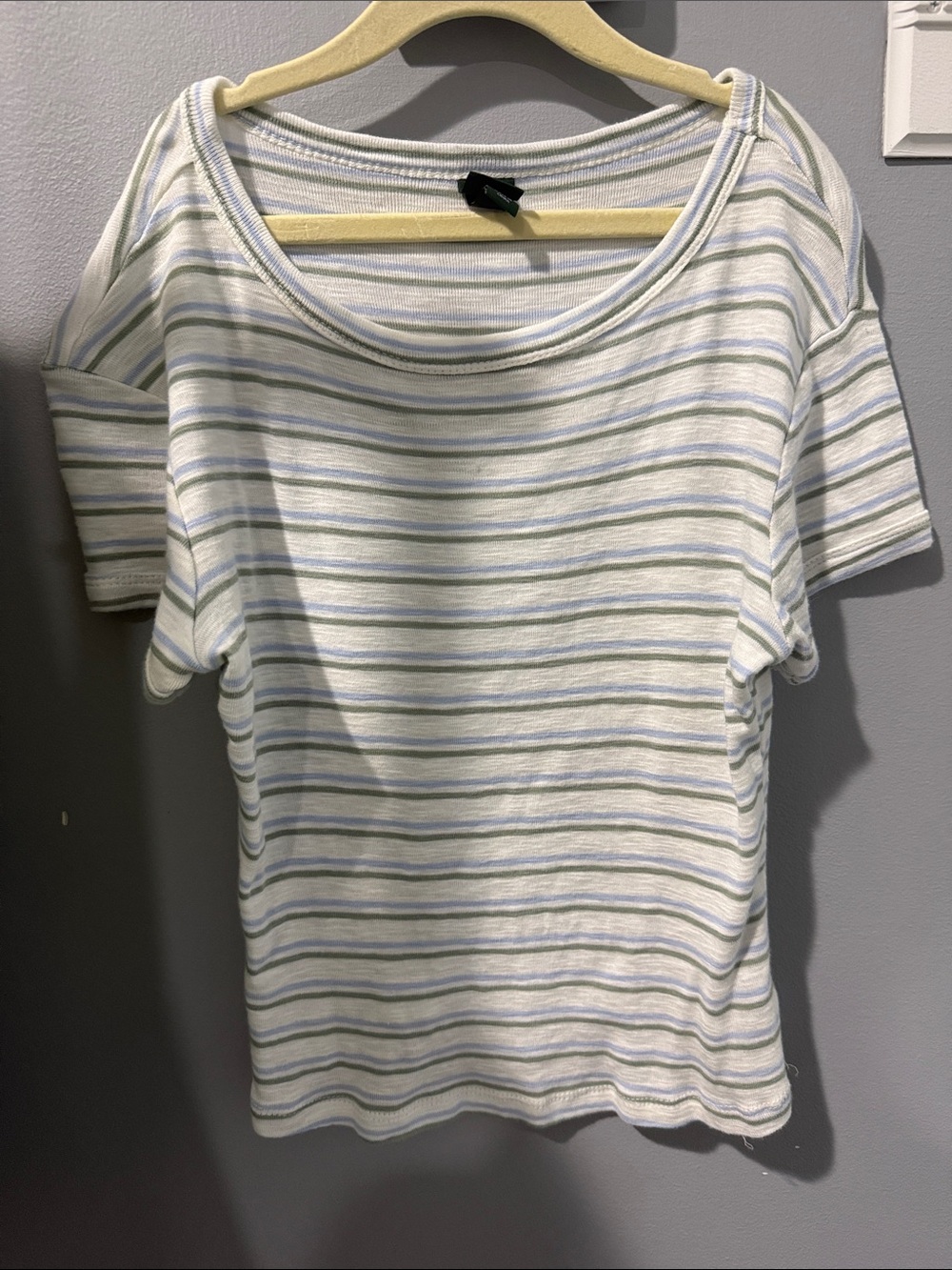 wild fable White Tee with Light Blue and Light Green Stripes